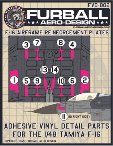 FURFVD48-002 1/48 F-16 VINYL Airframel Reinforcement Plates for the Tamiya Kit