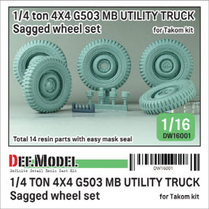 DW16001 1/16 WW2 US 1/4 ton G503 Utility Truck Wheel set (for 1/16 Takom kit)