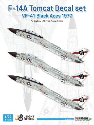 JD72003 1/72 F-14A VF-41 Black Aces 1977 decal set