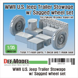 DM35104 1/35 WWII US Jeep trailer stowage w/ Sagged wheel set (for Takom, Italeri kit 1/35)