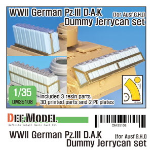 DM35108 1/35 WWII German Pz.III D.A.K Dummy Jerry can set (for Ausf.G, H, J)