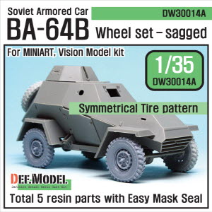 DW30014A 1/35 WW2 Soviet BA-64B Armored car Wheel set(for Miniart 1/35)-파트변경