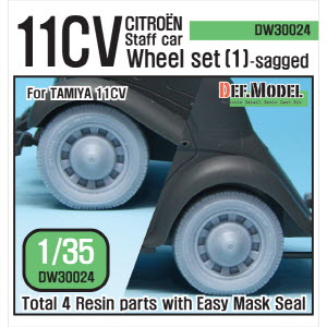 [사전 예약 ~10/4일] DW30024 1/35 WW2 11CV Staff car Sagged wheel set (1) (for Tamiya 1/35)