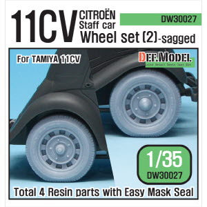 DW30027 1/35 WW2 11CV Staff car Sagged wheel set (2) (for Tamiya 1/35)