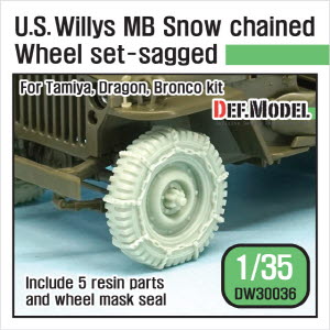[사전 예약 ~10/4일] DW30036 1/35 US Willys MB wheel /w Snow chain set ( for Tamiya/Dragon/Bronco1/35)