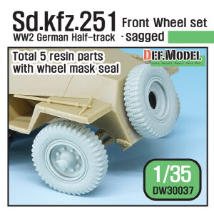 DW30037 1/35 WW2 German Sd.kfz.251Half-track front wheel set - sagged ( for 1/35)