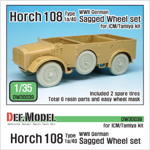 DW30039 1/35 WW2 German Horch 108 typ 1a/40 Sagged wheel set ( for ICM/Tamiya 1/35)