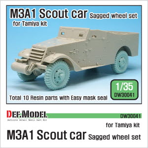 DW30041 1/35 WW2 U.S M3A1 Scout car Sagged wheel set (for Tamiya 1/35)