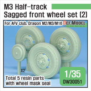 [사전 예약 ~10/4일] DW30051 1/35 WW2 U.S M3 Halftrack Front Sagged wheel set(2) (for AFV club, Dragon 1/35)