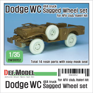 DW30052 1/35 WW2 U.S Dodge WC 4X4 Sagged wheel set (for AFV club, Italeri 1/35)