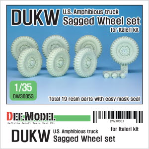 DW30053 1/35 WW2 U.S DUKW Amphibious truck Sagged wheel set (for Italeri 1/35)