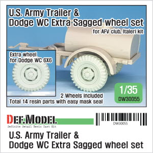 DW30055 1/35 US Army Trailer & Dodge WC Extra Sagged Wheel set (for AFVclub, Italeri 1/35)