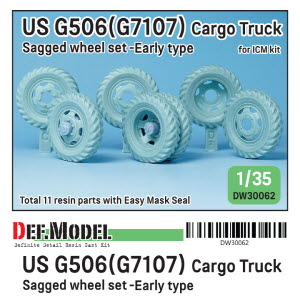 [사전 예약 ~10/4일] DW30062 1/35 WW2 US G506(G7107) Cargo Truck wheel set- Early type (for ICM 1/35) ICM키트용연결부포함