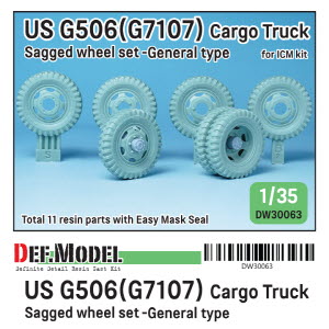 DW30063 1/35 WW2 US G506(G7107) Cargo Truck wheel set- General type (for ICM 1/35) ICM키트용연결부포함