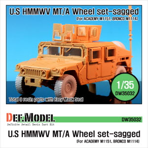 [사전 예약 ~10/4일] DW35032 1/35 HMMWV BFGR Sagged wheel set(for ACADEMY M1151,BRONCO M1114 kit 1/35)