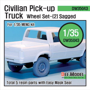 DW35043 1/35 Civilian Pick up Truck Sagged wheel set 2 (for Meng 1/35)