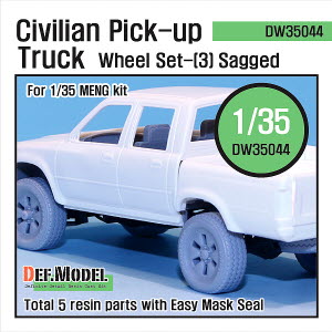 DW35044 1/35 Civilian Pick up Truck Sagged wheel set 3 (for Meng 1/35)