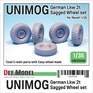 [사전 예약 ~10/4일] DW35046 1/35 German UNIMOG Lkw 2t Sagged Wheel set (for Revell 1/35)