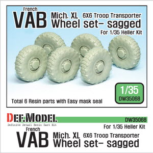 DW35068 1/35 French VAB Sagged Wheel set 1-Mich. XL ( for Heller 1/35 6 wheel included)