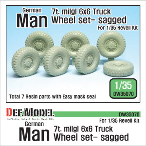 [사전 예약 ~10/4일] DW35070 1/35 German Man 7t. milgl 6x6 Truck Sagged Wheel set ( for Revell 1/35)