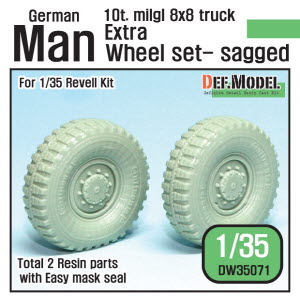 DW35071 1/35 German Man milgl Truck Extra 2ea Sagged Wheel set ( for Revell Man 10t 1/35)
