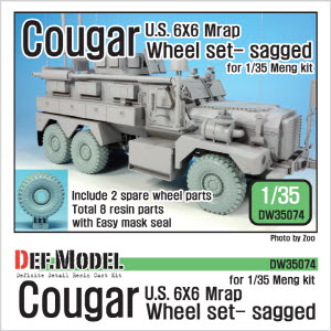 DW35074 1/35 U.S. Cougar 6X6 Mrap Sagged Wheel set - 2 Spare wheel( for Meng 1/35)