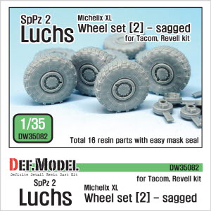 [사전 예약 ~10/4일] DW35082 1/35 German Luchs 8X8 Mich.XL Sagged Wheel set-2 ( for Tacom,Revell 1/35)