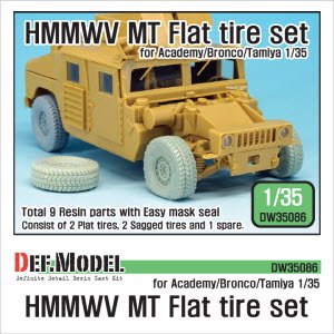 [사전 예약 ~10/4일] DW35086 1/35 U.S. HMMWV MT Flat tire set (for Academy/Bronco/Tamiya 1/35)