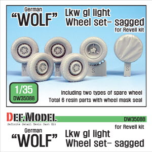 [사전 예약 ~10/4일] DW35088 1/35 German Wolf Lkw gl light Sagged Wheel set ( for Revell 1/35)