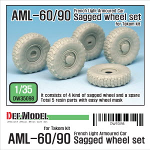 DW35098 1/35 Franch AML-60/90 Sagged Wheel set (for Takom 1/35)