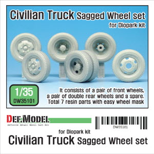 [사전 예약 ~10/4일] DW35101 1/35 Japanese Civilian Truck Sagged Wheel set ( for Diopark 1/35)