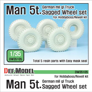 [사전 예약 ~10/4일] DW35105 1/35 German Man 5t. mil gl Truck Sagged wheel set ( for Hobbyboss/Revell 1/35)