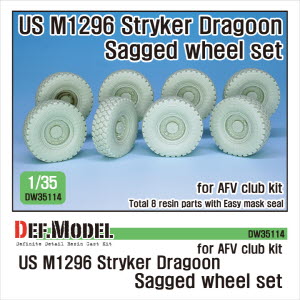 DW35114 1/35 US M1296 Stryker Dragoon Sagged wheel set ( for AFV club 1/35)