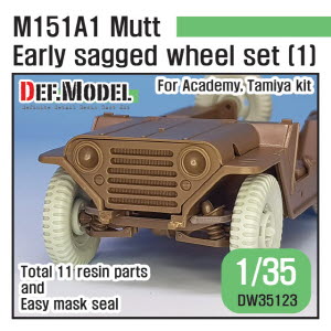 [사전 예약 ~10/4일] DW35123 1/35 US M151A1 Early sagged wheel set (for Tamiya/Academy 1/35) (Included front suspension parts)