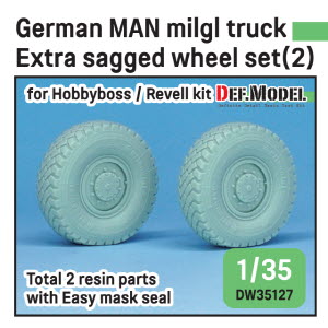 DW35127 1/35 German Man Mil gl Truck Extra 2ea Sagged Wheel set (2) ( for Hobbyboss/Revell 1/35)