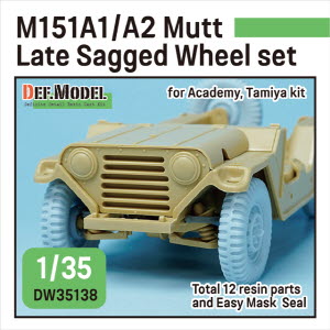 [사전 예약 ~10/4일] DW35138 1/35  US M151A1/A2 Mutt sagged wheel set- 10 hole wheel (for Tamiya/Academy 1/35) (Included front suspension parts) - DW35038 리툴