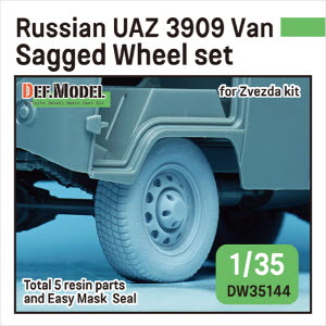 DW35144 1/35 Russian UAZ 3909 Van sagged wheel set (for Zvezda 1/35)