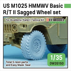 DW35150 1/35 US M1025 HMMWV R/T II Sagged wheel set (for Academy, Italeri, Tamiya 1/35)