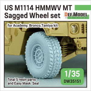 DW35151 1/35 US M1114 HMMWV MT Sagged wheel set (for Academy/Bronco/Tamiya 1/35)-Retool