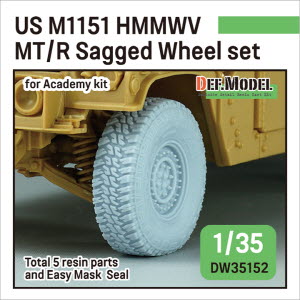 [사전 예약 ~10/4일] DW35152 1/35 US M1151 HMMWV MT/R Sagged wheel set (for Academy 1/35)-Retool