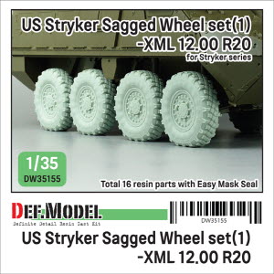 DW35155 1/35 US M1126 Stryker XML Sagged wheel set (1) (for Stryker series 1/35)-Retool DW35010A