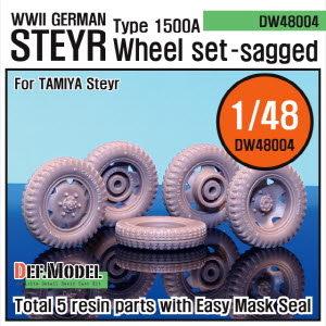 DW48004 1/48 WW2 German STEYR TYPE 1500A Sagged Wheel set (for Tamiya 1/48)