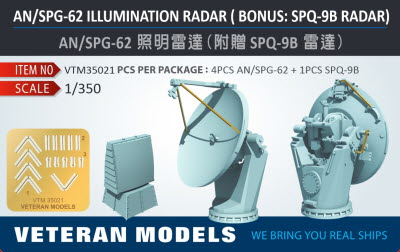 VTM35021 1/350 AN/SPG-62 ILLUMINATORS(BONUS: AN/SPQ-9B RADAR)