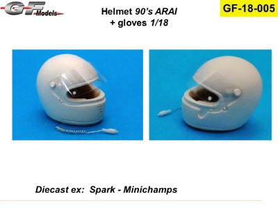 GF-18-005 1/18 helmet Arai 1990 + gloves