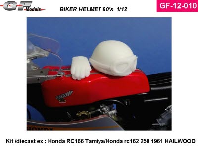 GF-12-010 1/12 helmet Biker + gloves 60\'s