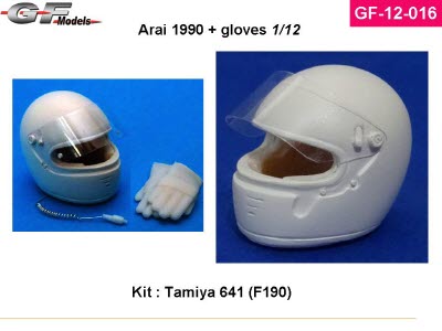 GF-12-016 1/12 helmet Arai 1990 + gloves