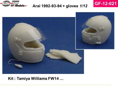 GF-12-021 1/12 helmet Arai 1992-93-94 + gloves