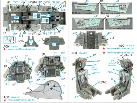 [사전 예약] QD48404 1/48 F-14B 3D-Printed & coloured Interior on decal paper (GWH)