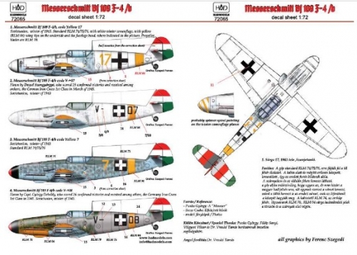 72065 1/72 72065 Messerschmitt Bf 109 F-4/b yellow 17, V-+03, V-+07, yellow 7