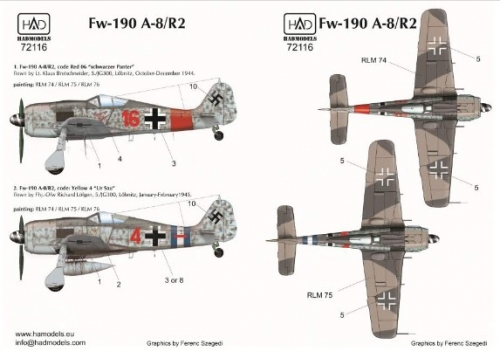 72116 1/72 72116 Fw 190 A-8 /R2 (ur Sau red 16, red 4 Schwarzer panter)